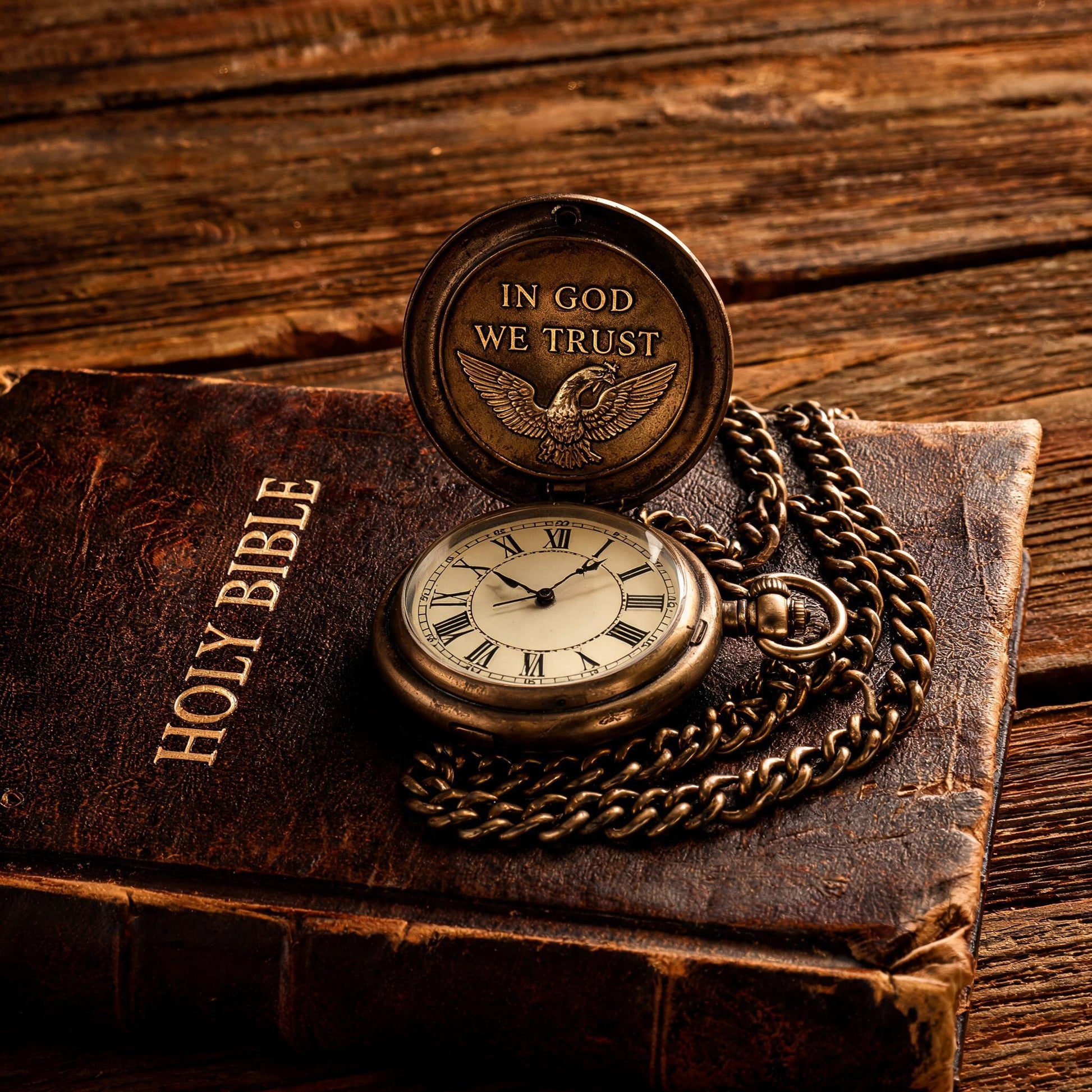 In God We Trust Antique Bronze Pocket Watch