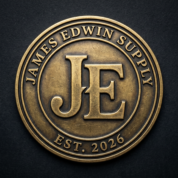 James Edwin Supply brass monogram crest logo