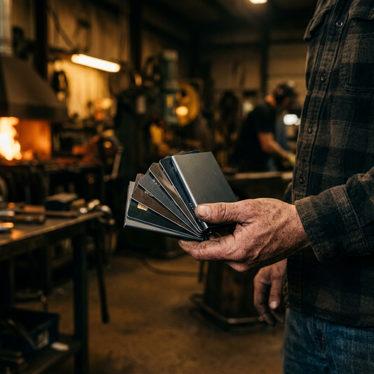 Aluminum RFID wallet in use
